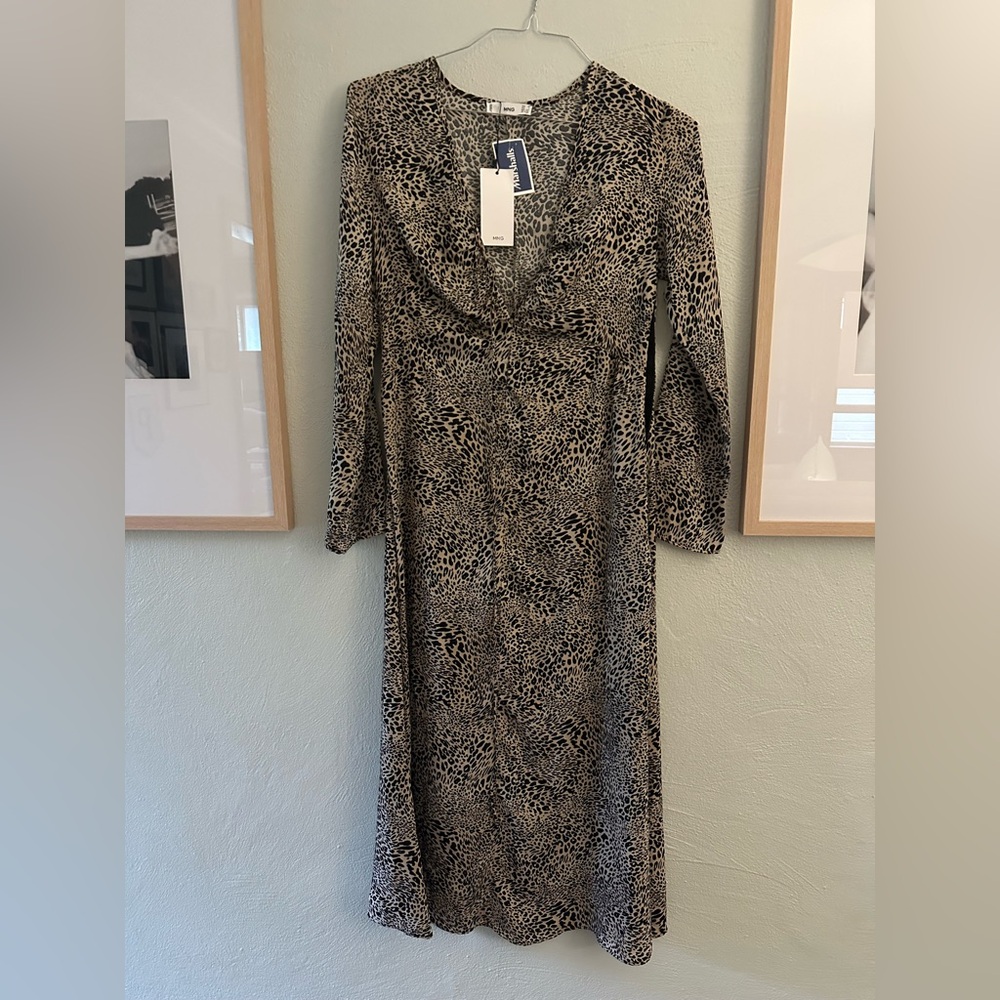Mango Cheetah Long Sleeve Dress